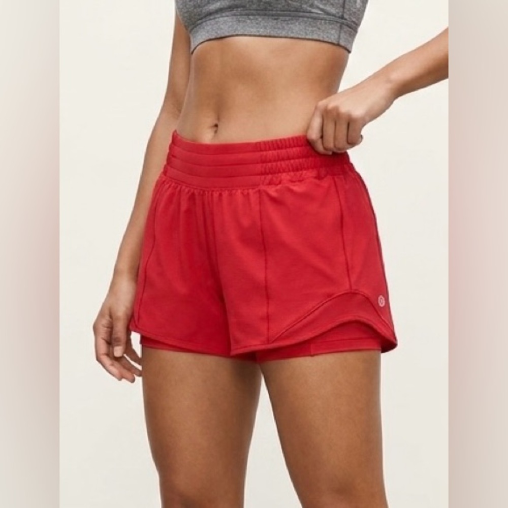 Lululemon Hotty Hot Low-Rise Lined Short 4" - Dark Red